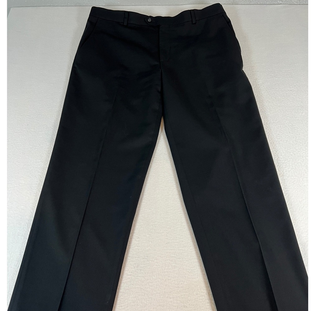 Stafford Dress Pants Mens 36x30 Black Travel Stretch Wool Blend Classic Fit